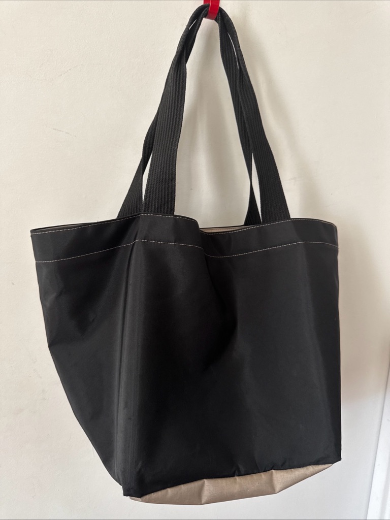 Herve Chapelier Tote Bag Boat Sha1ped Two Tone Black Nylon Tote 19x12 — image 6 of 6